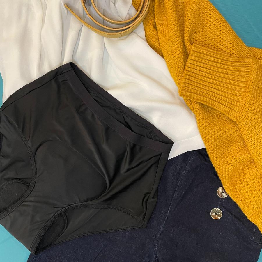 High-rise super maxi absorbency. Heavy flow, incontinence. Postpartum, reusable underwear. Plus size - comes in 2XL - 18 and 3XL size 20. Full brief. High-waisted underpants. Absorbent, leakproof, great for bladder leakage.